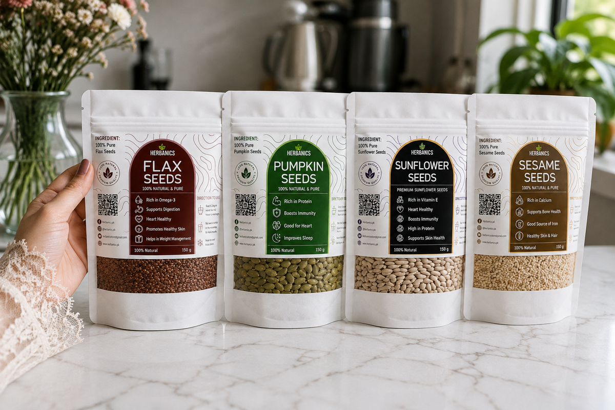 PCOS SEED CYCLING BUNDLE HERBANICS (150 Grams Each) 600 Grams