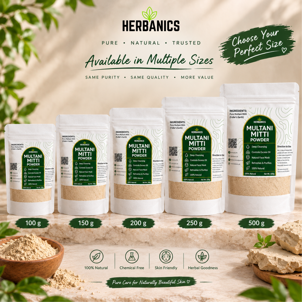 Pure Multani Mitti Powder for Face | Natural Fuller’s Earth – Herbanics