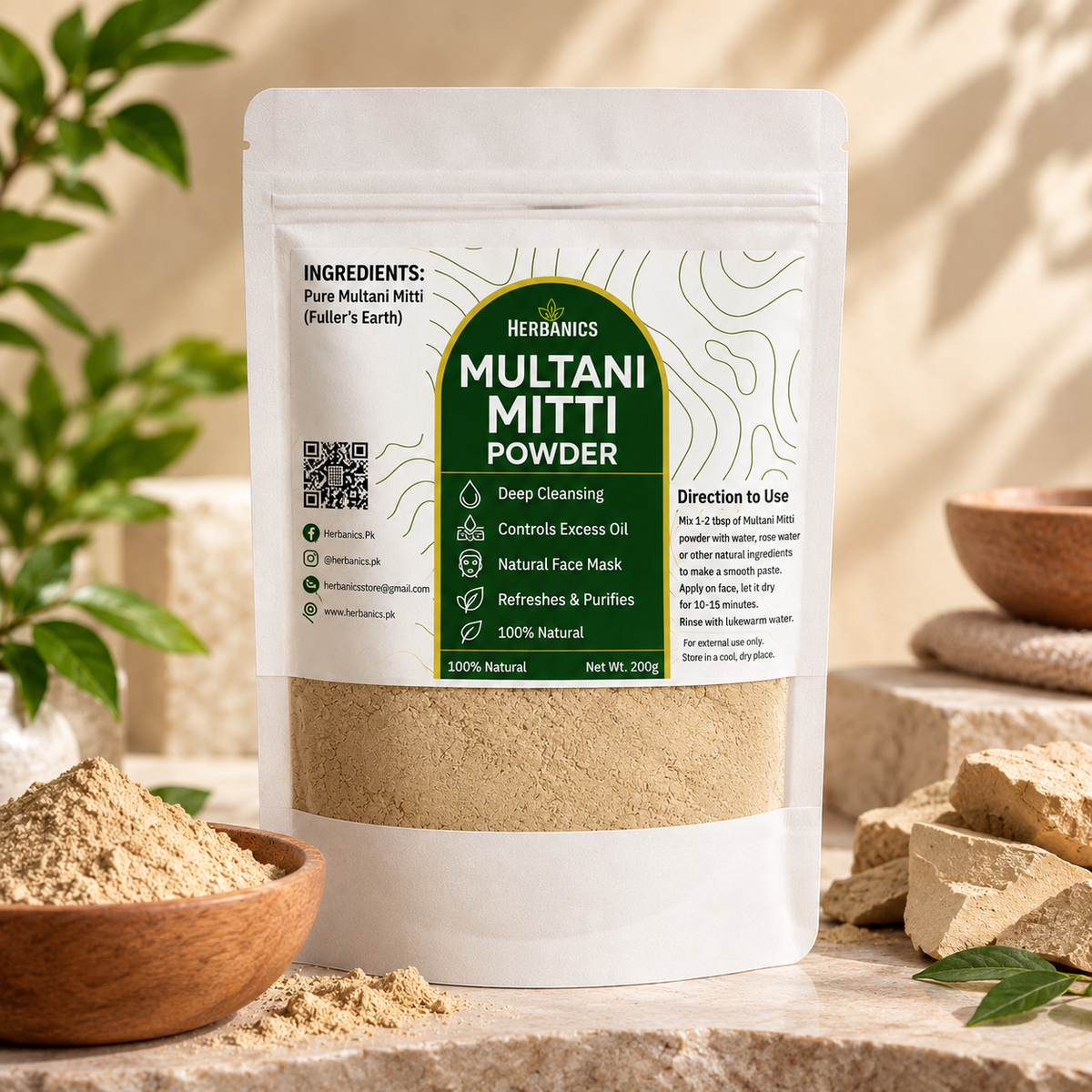 Pure Multani Mitti Powder for Face | Natural Fuller’s Earth – Herbanics