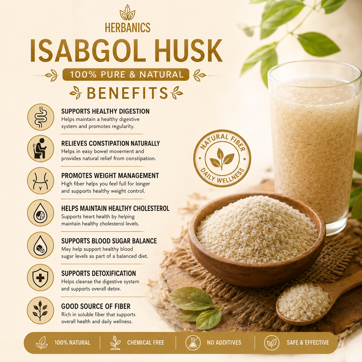 Isapghol | Golden Husk Premium Isapghol by Herbanics