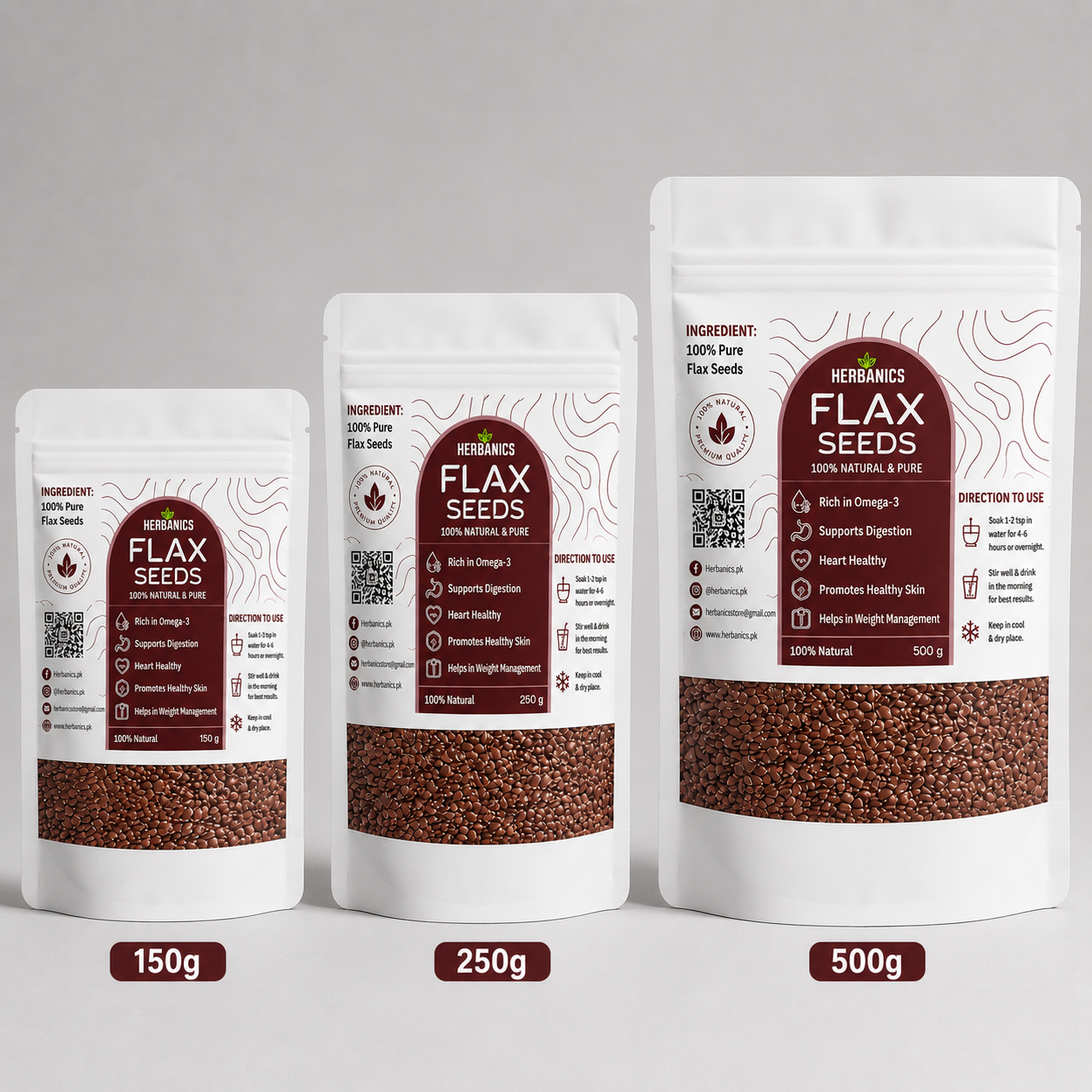 Herbanics Flax Seeds (Alsi) – Premium Quality Alsi Seeds | Omega-3, Fiber & Daily Wellness