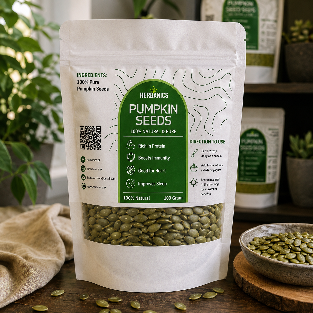 Herbanics Premium Pumpkin Seeds | 100% Natural & Raw | Herbanics