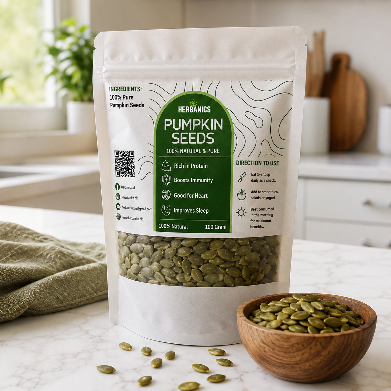 Herbanics Premium Pumpkin Seeds | 100% Natural & Raw | Herbanics
