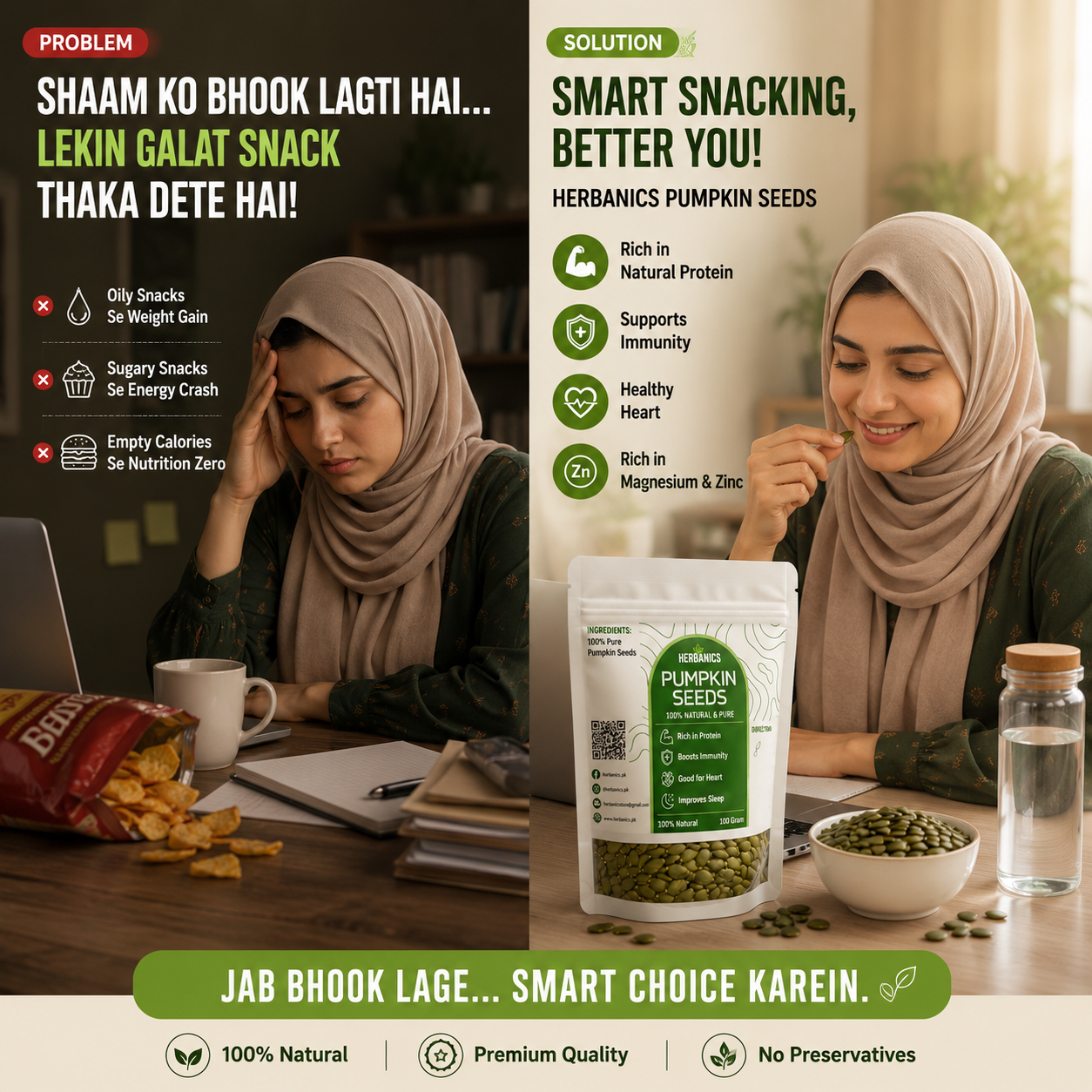 Herbanics Premium Pumpkin Seeds | 100% Natural & Raw | Herbanics