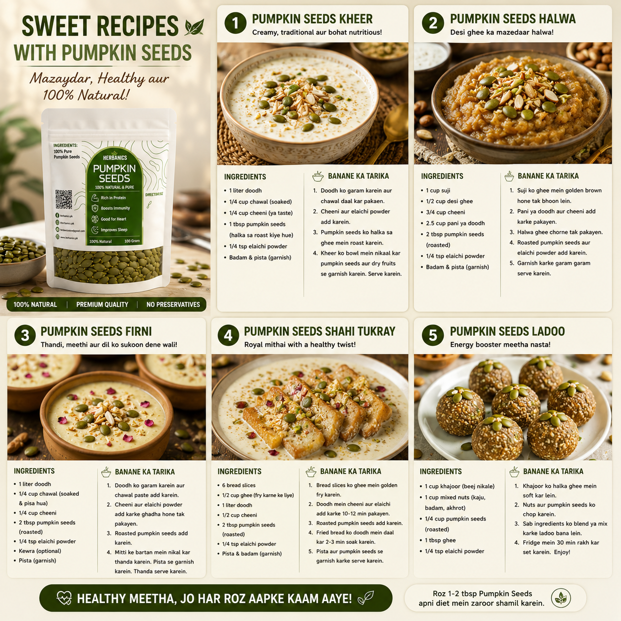 Herbanics Premium Pumpkin Seeds | 100% Natural & Raw | Herbanics