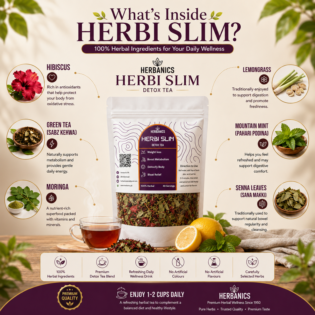 Herbi Slim Detox Tea | FREE Personalized Diet Plan🎁