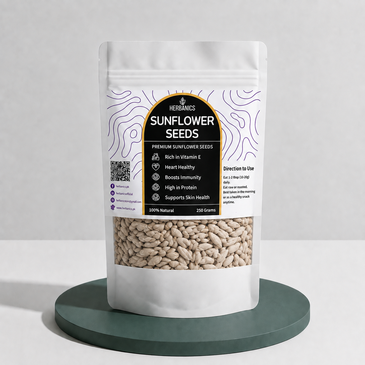 Herbanics Premium Sunflower Seeds | High Protein Healthy Snack | Rich in Vitamin E & Fiber