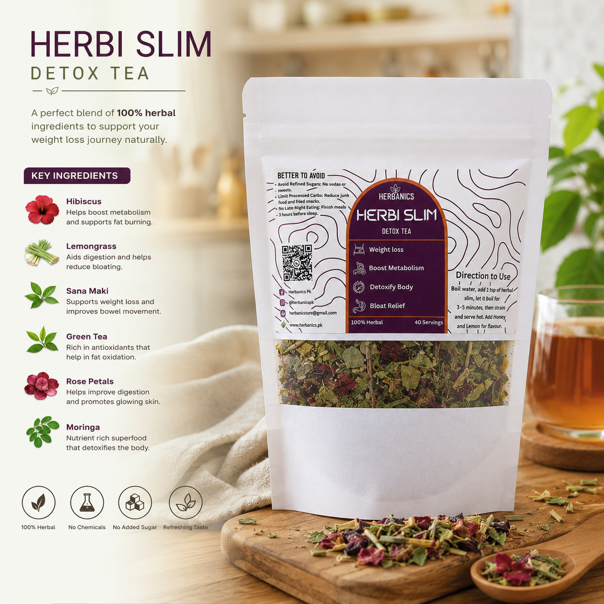 Herbi Slim Detox Tea | FREE Personalized Diet Plan🎁