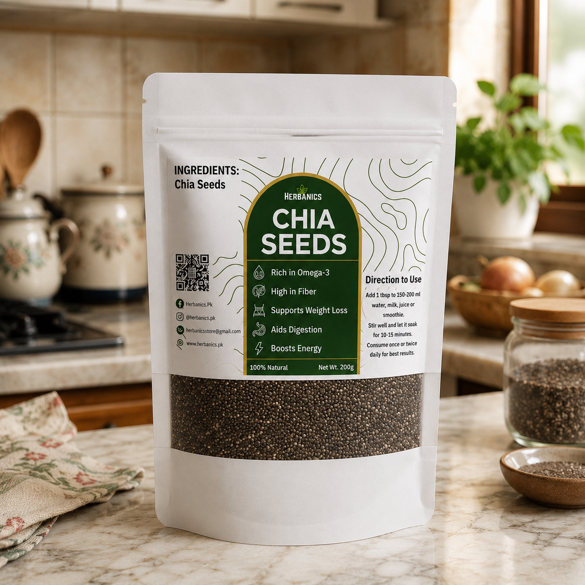 Herbanics Premium Chia Seeds | 100% Natural Superfood | Herbanics