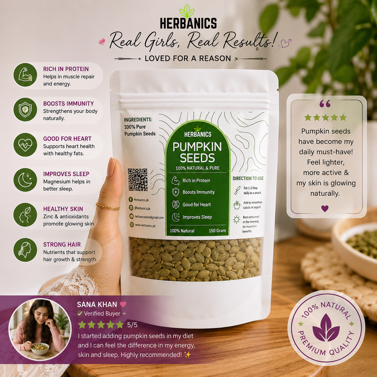 PCOS SEED CYCLING BUNDLE HERBANICS (150 Grams Each) 600 Grams