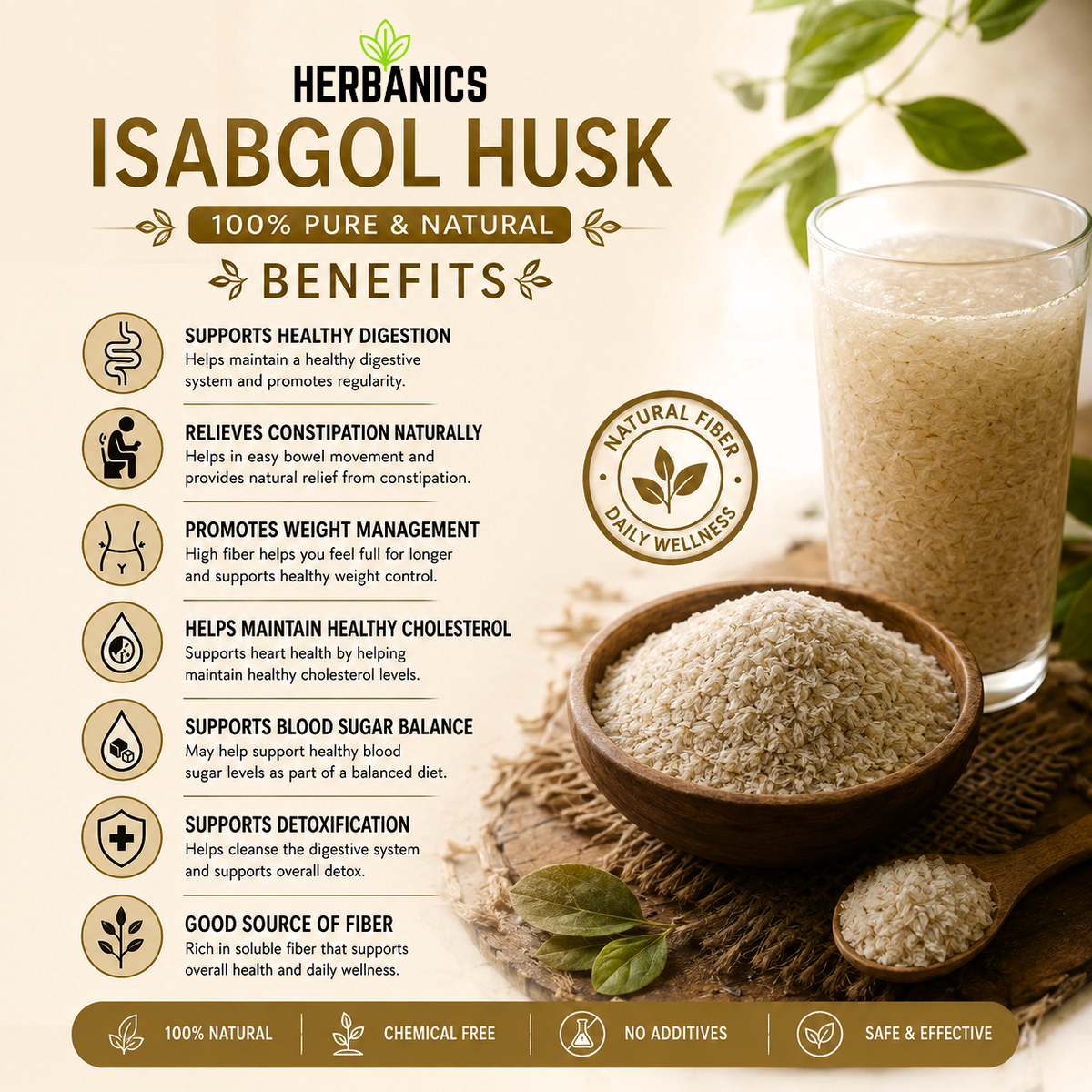Isapghol Pakistani | Golden Husk Premium Isapghol by Herbanics