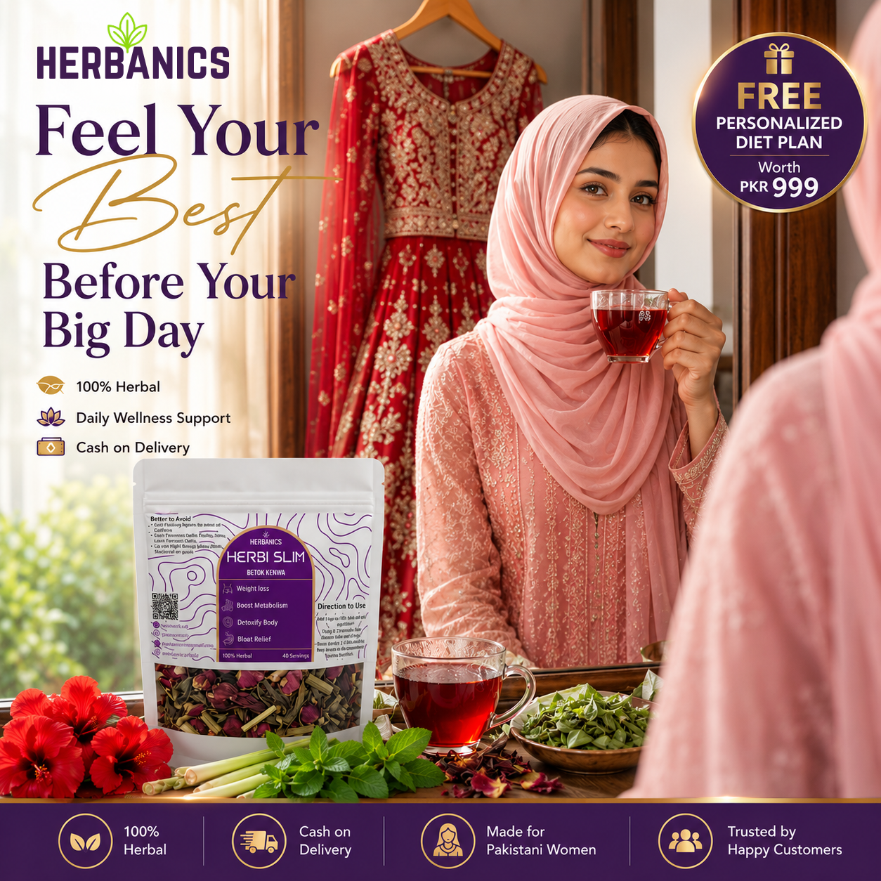 Herbi Slim Detox Tea | FREE Personalized Diet Plan🎁